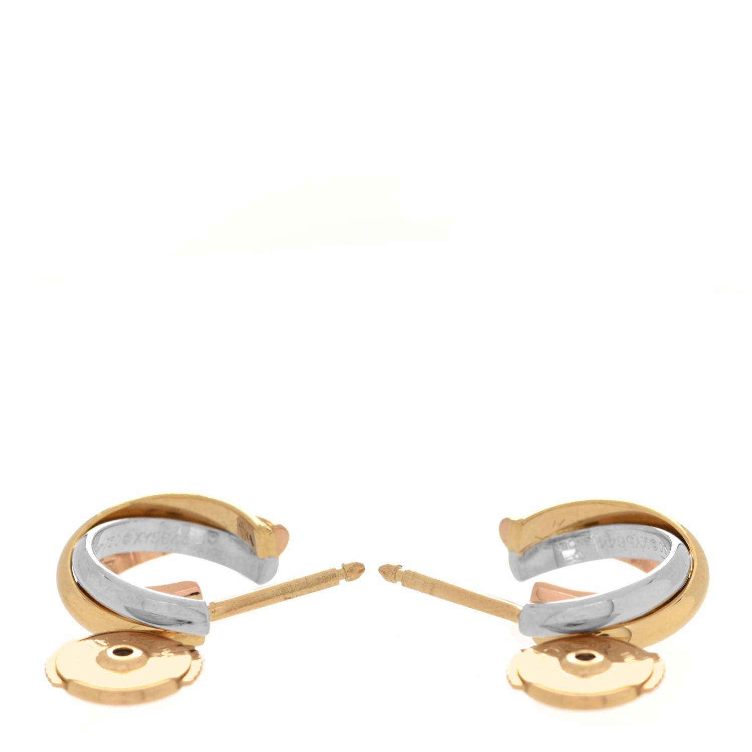 Cartier 18K Pink Yellow White Gold Small Trinity Hoop Earrings 3 of 5