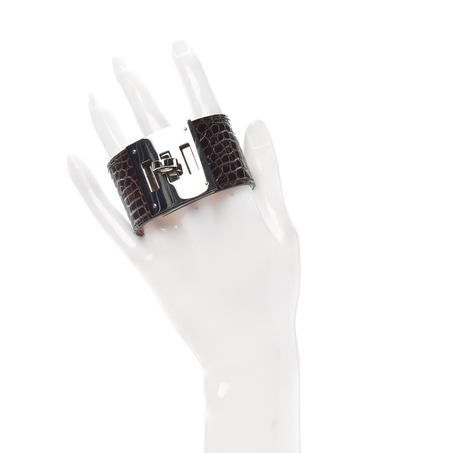 Hermes HERME Shiny Alligator Kelly Dog Bracelet Havanne 2 of 5