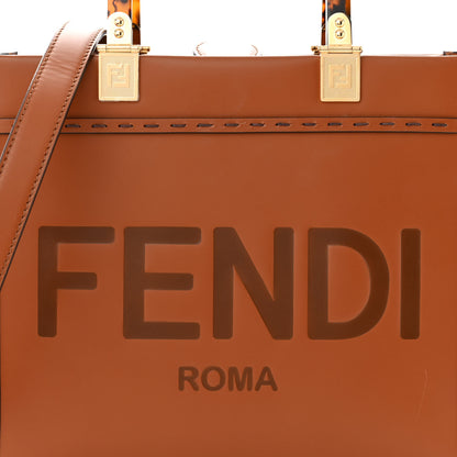 Fendi Vitello King Plexiglass Logo Embossed Small Fendi Sunshine Shopper Tote Cuoio 7 of 9
