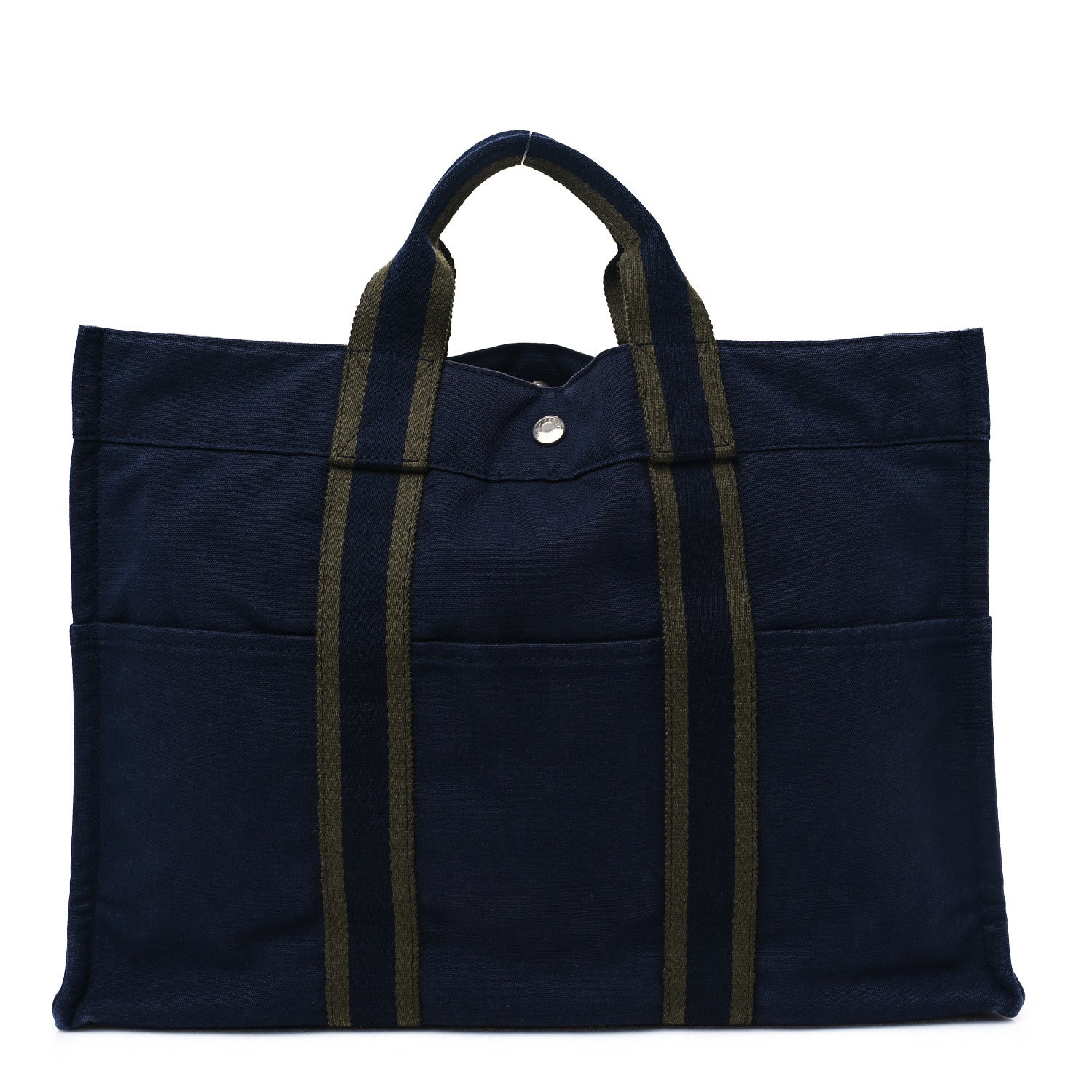 Hermes Canvas Herline GM Tote Navy 1 of 12