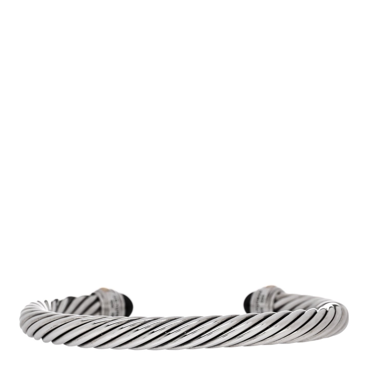 Sterling Silver 14K Yellow Gold Black Onyx 7mm Cable Classics Bracelet