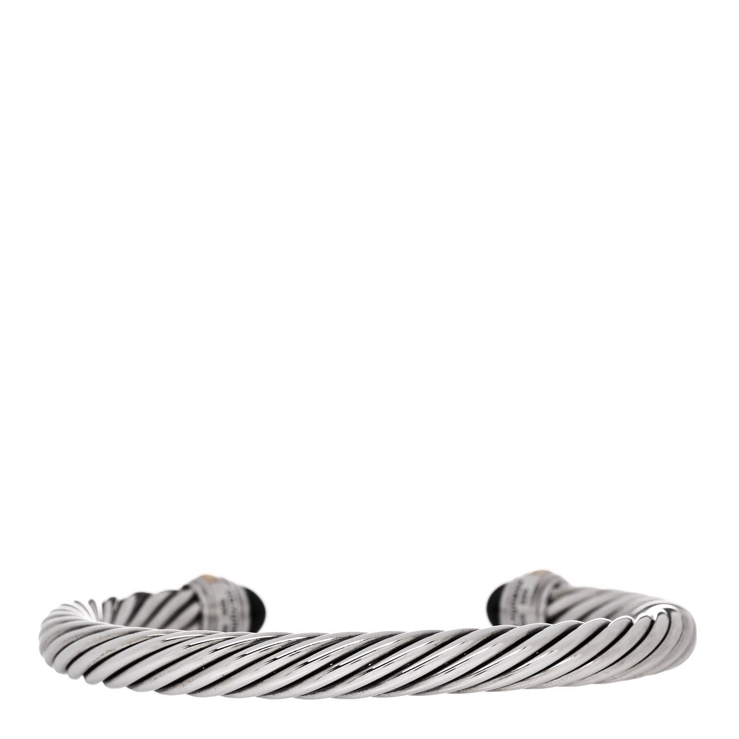 David Yurman Sterling Silver 14K Yellow Gold Black Onyx 7mm Cable Classics Bracelet 2 of 3