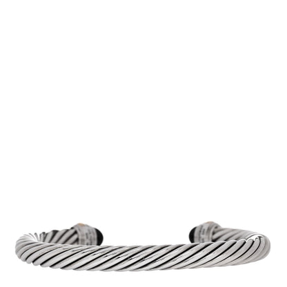 David Yurman Sterling Silver 14K Yellow Gold Black Onyx 7mm Cable Classics Bracelet 2 of 3