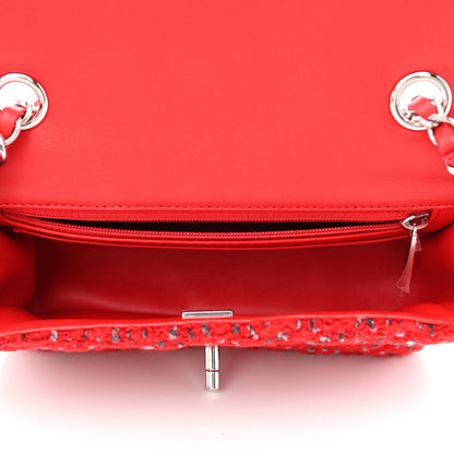 Chanel Tweed Quilted Mini Rectangular Flap Red Grey 5 of 10