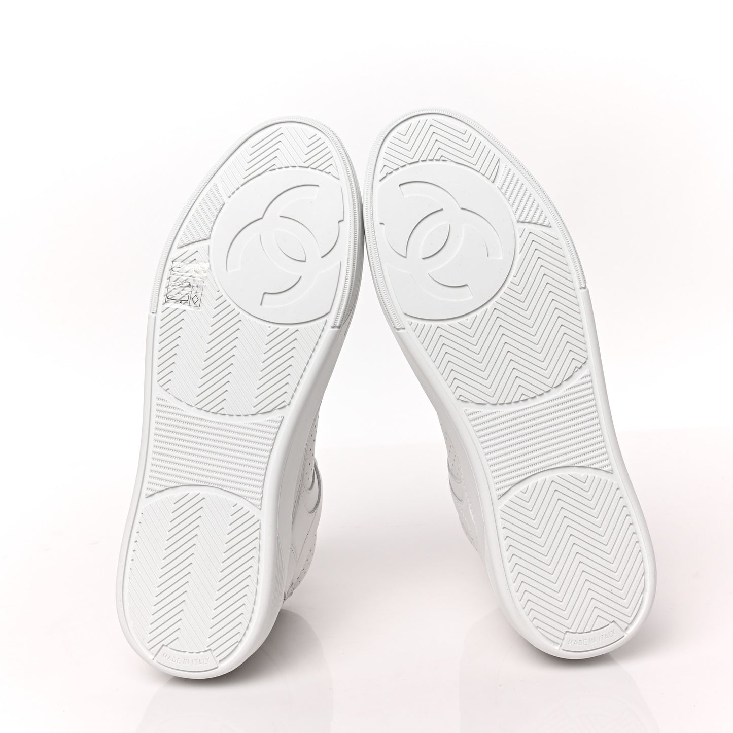 Calfskin CC High Top Sneaker 40 White