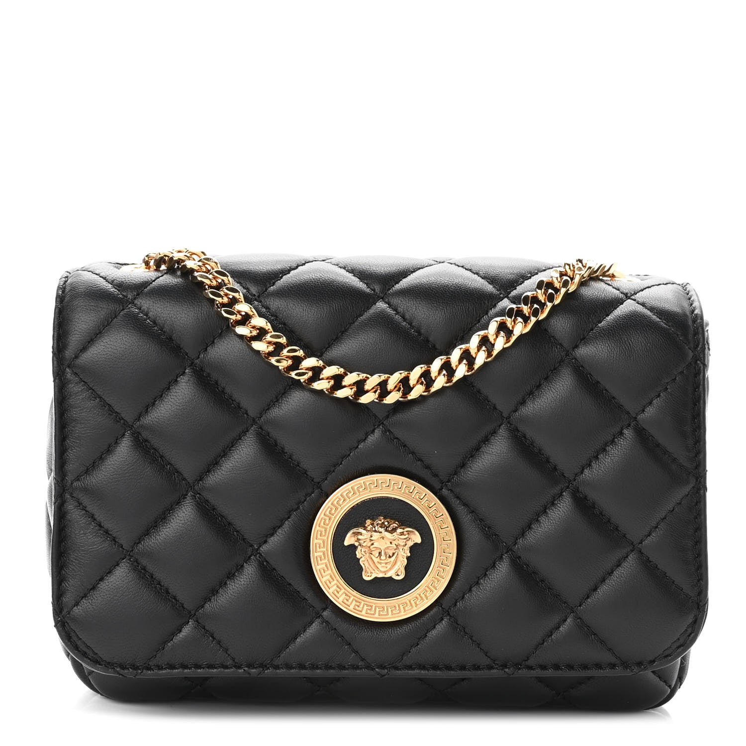 Versace Nappa Quilted Small Medusa Chain Crossbody Black 1 of 9