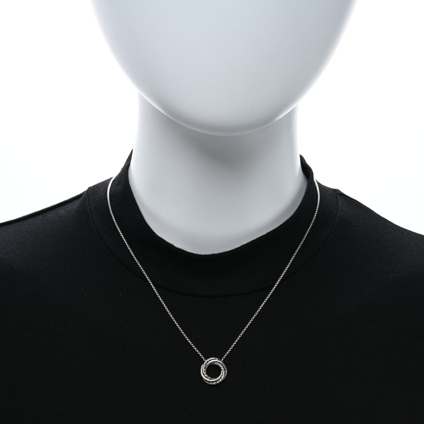 Sterling Silver 18K Yellow Gold 14.5mm Crossover Pendant Necklace