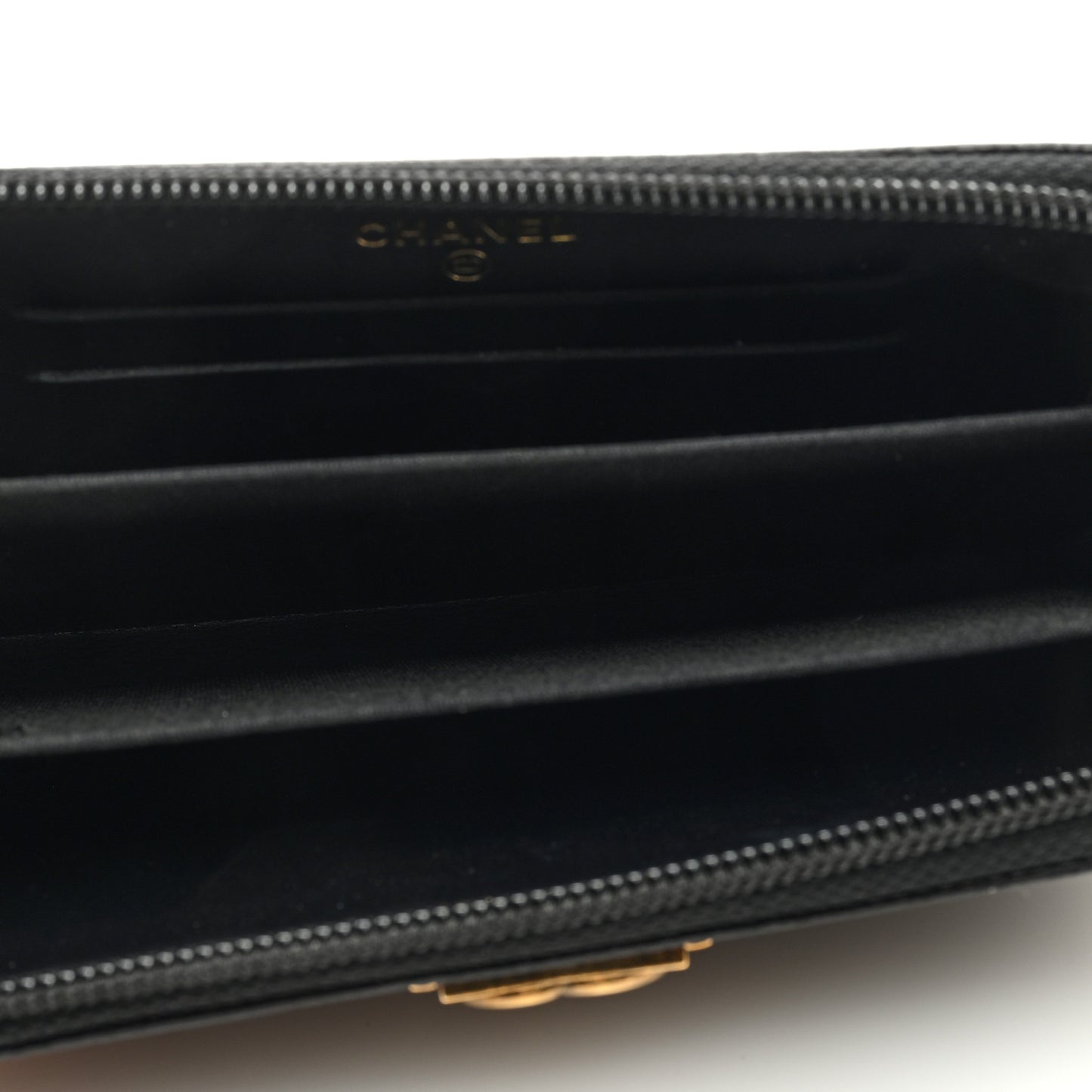 Caviar Quilted Small Boy Zip Around Wallet Black