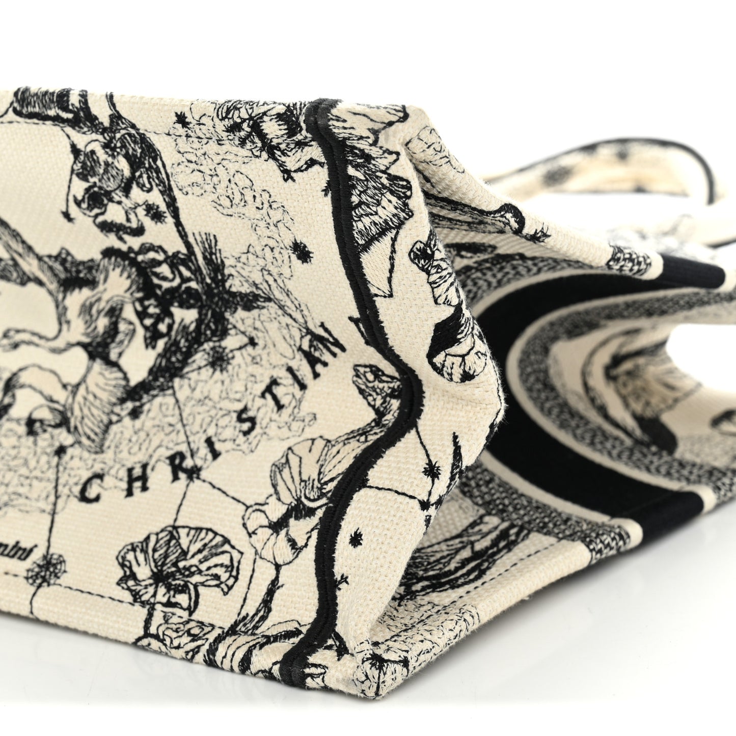 Canvas Zodiac Toile De Jouy Embroidered Medium Book Tote Latte