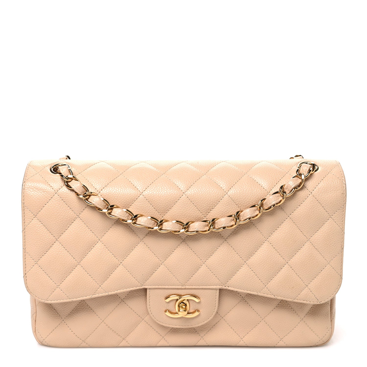 Chanel Caviar Quilted Jumbo Double Flap Beige 1 of 10
