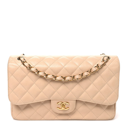 Chanel Caviar Quilted Jumbo Double Flap Beige 1 of 10