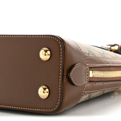 Gucci GG Supreme Monogram Azalea Calfskin Small Horsebit 1955 Top Handle Bag Beige Ebony Brown Sugar 10 of 13