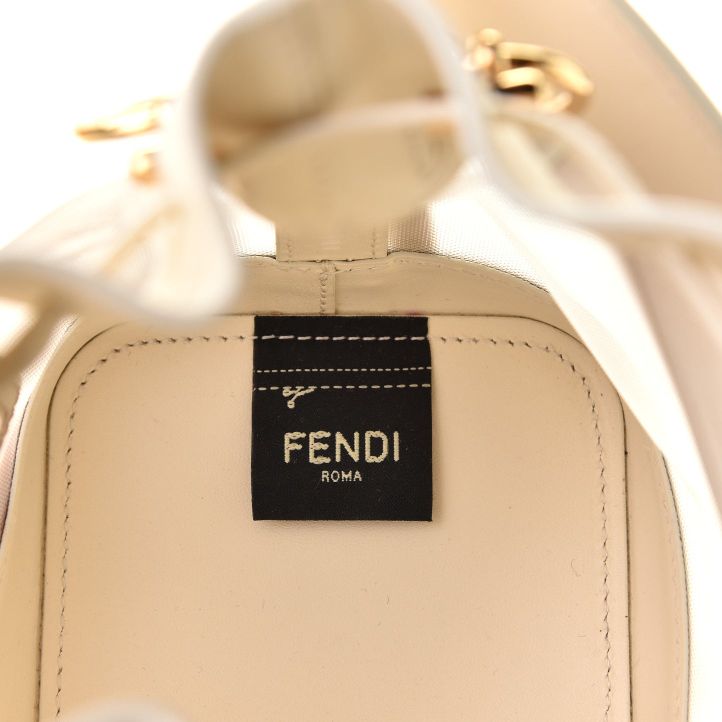 Mesh Vitello King F is Fendi Logo Embroidered Mini Mon Tresor Bucket Bag Sabbia White Ice