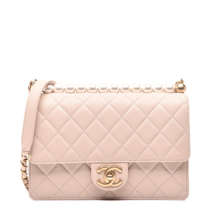 Chanel Lambskin Quilted Small Chic Pearls Flap Beige 1 of 10