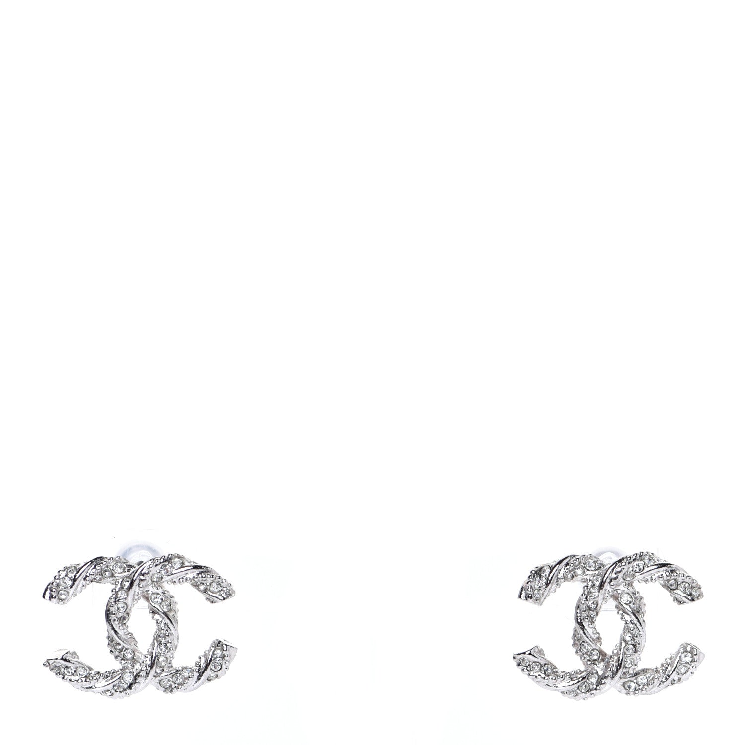 Chanel Twisted CC Earrings Silver 1 of 5