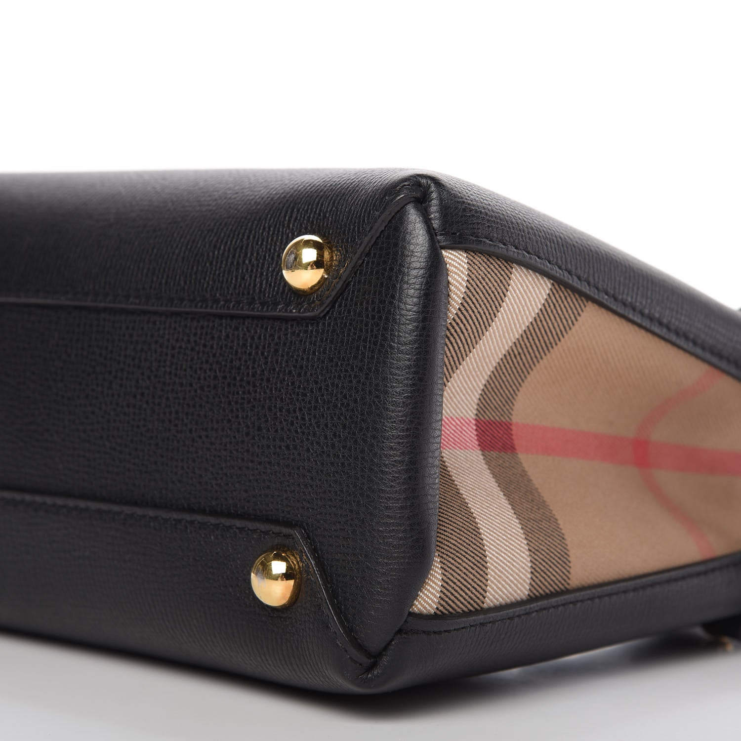 Burberry Grainy Calfskin House Check Small Banner Tote Black 7 of 10