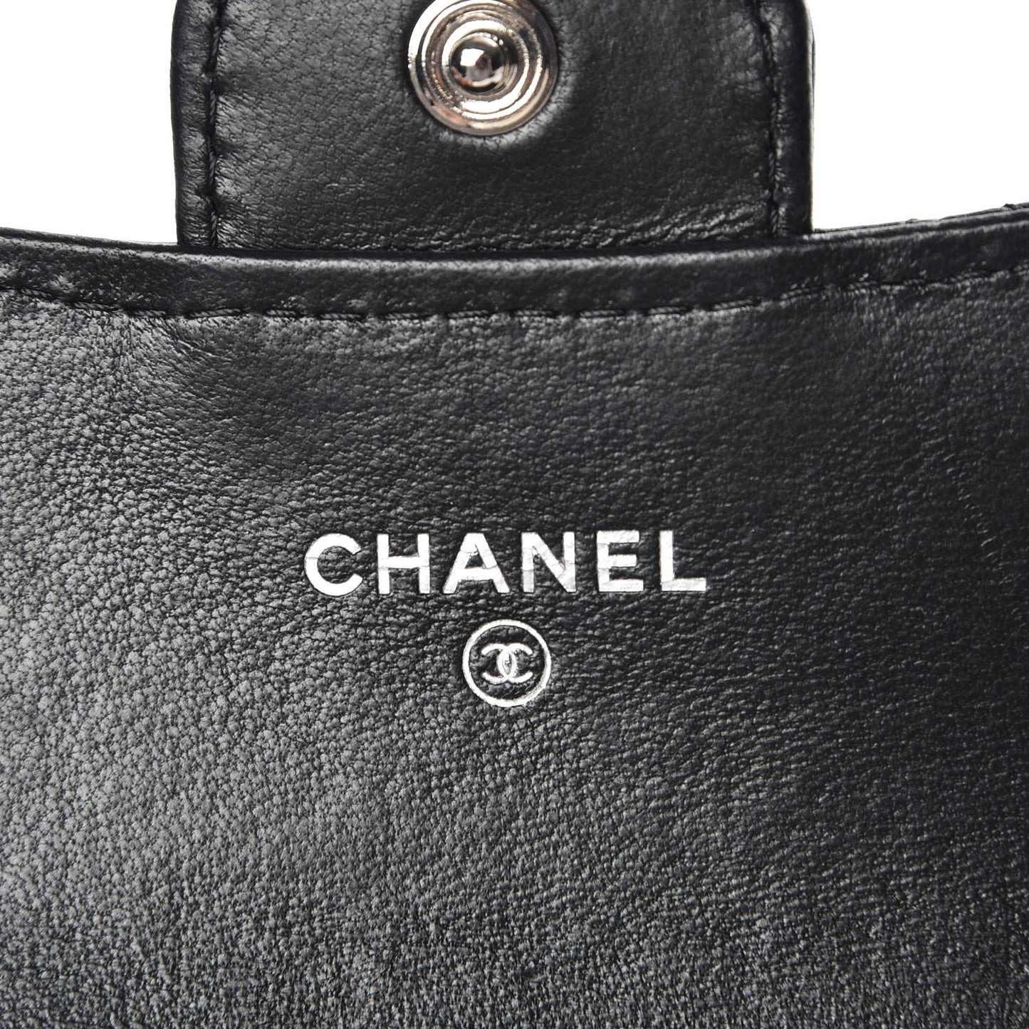 Lambskin Quilted Flap Card Holder Black