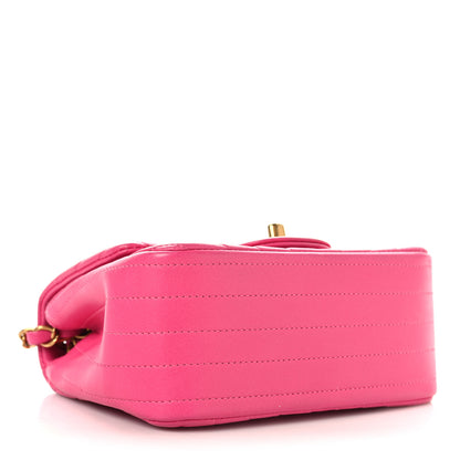 Chanel Lambskin Chevron Quilted Mini Square Flap  Pink 4 of 11