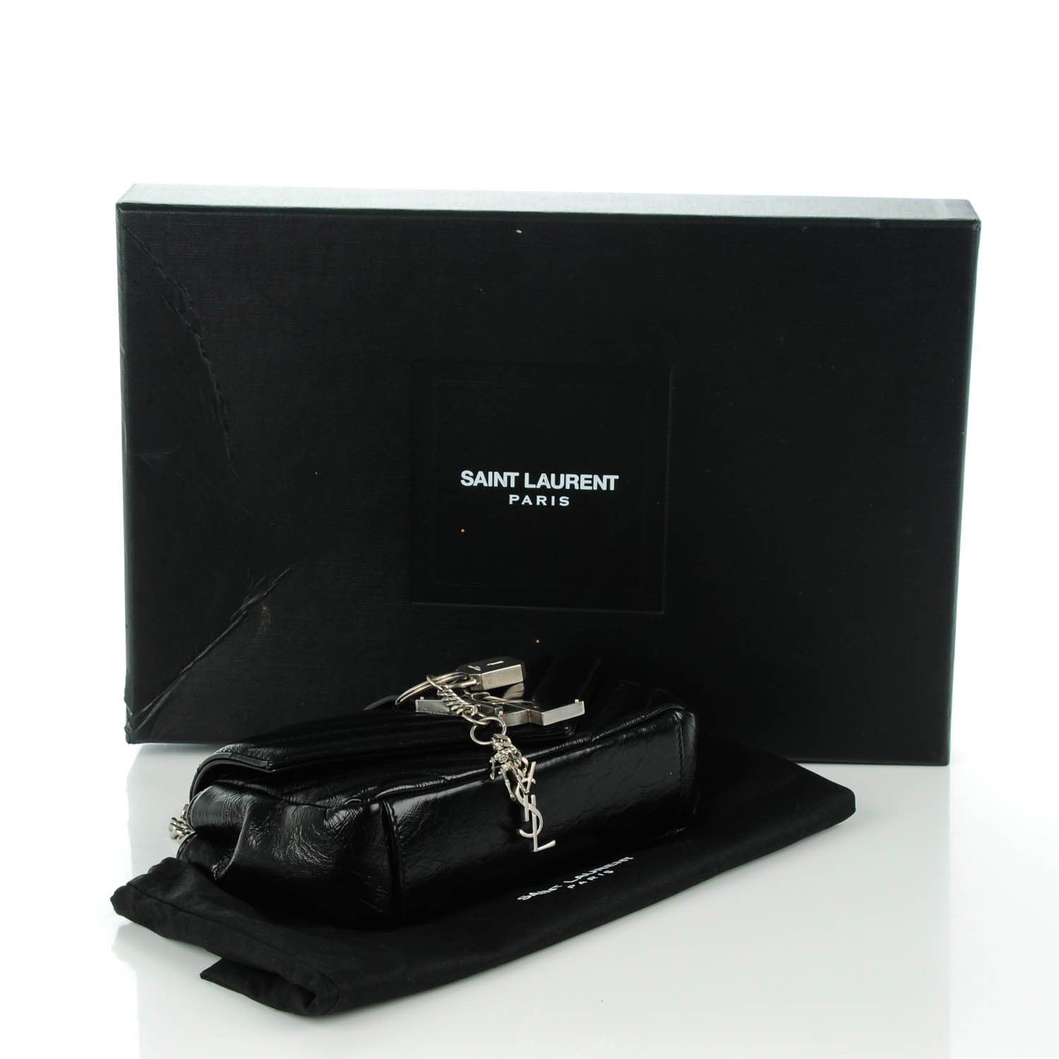 Saint Laurent Sheepskin Matelassé Monogram Classic Baby Punk Chain Bag Black 5 of 10