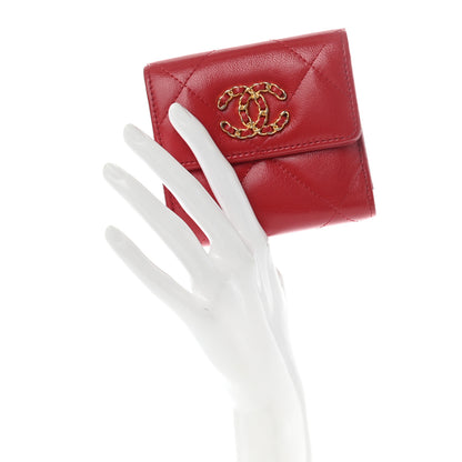 Chanel Goatskin Quilted Chanel 19 Small Flap Wallet Red 2 of 11