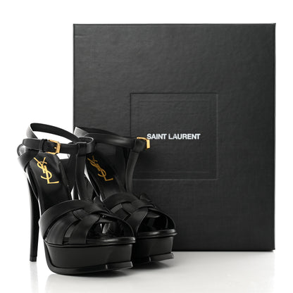 Saint Laurent Calfskin Tribute 105 Platform Sandals 36 Black 9 of 9
