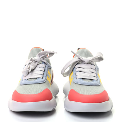 Hermes Knit Suede Goatskin Womens Crew Sneakers 37.5 Multicolor Gris Orange 2 of 9