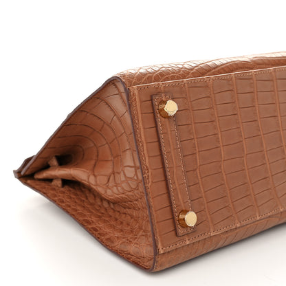 Hermes Matte Alligator Birkin Sellier 25 Gold 10 of 14