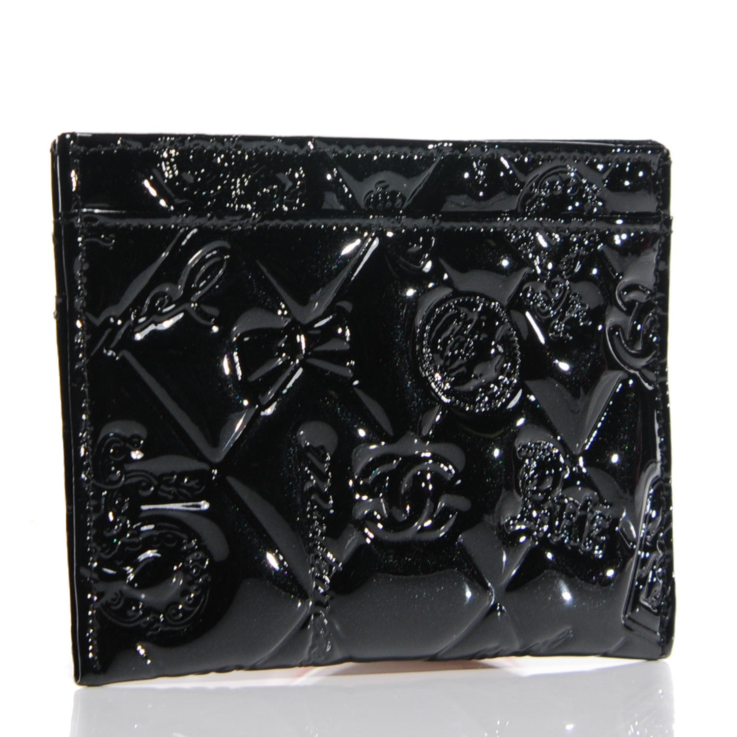 Chanel Patent Calfskin Lucky Symbols Card Holder Case Black 3 of 9