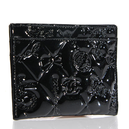 Chanel Patent Calfskin Lucky Symbols Card Holder Case Black 3 of 9