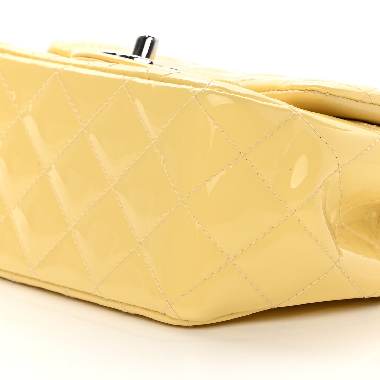 Patent Quilted Mini Square Flap Yellow