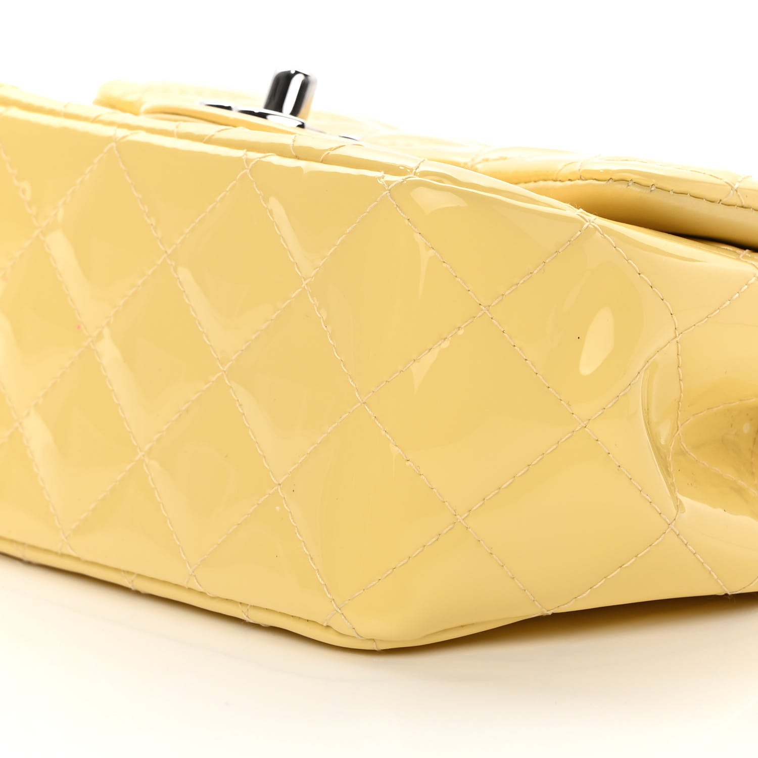 Chanel Patent Quilted Mini Square Flap Yellow 10 of 14