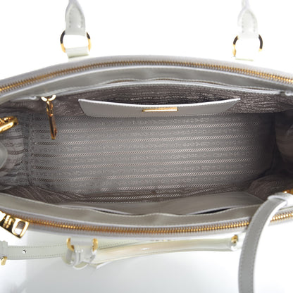 Prada Saffiano Vernice Medium Double Zip Tote Talco 6 of 12