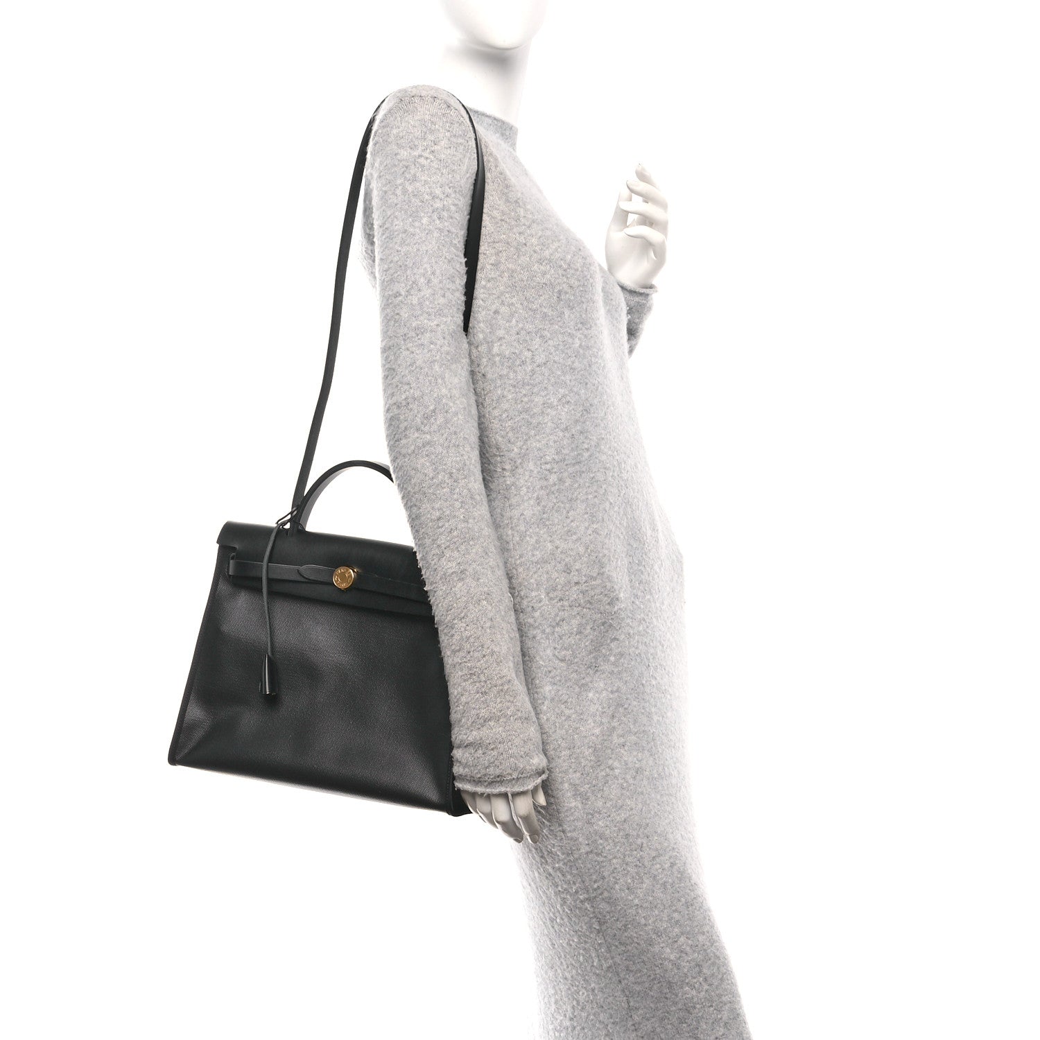 Hermes Toile H Berline Vache Hunter Herbag Zip PM 31 Black Ecru 2 of 11