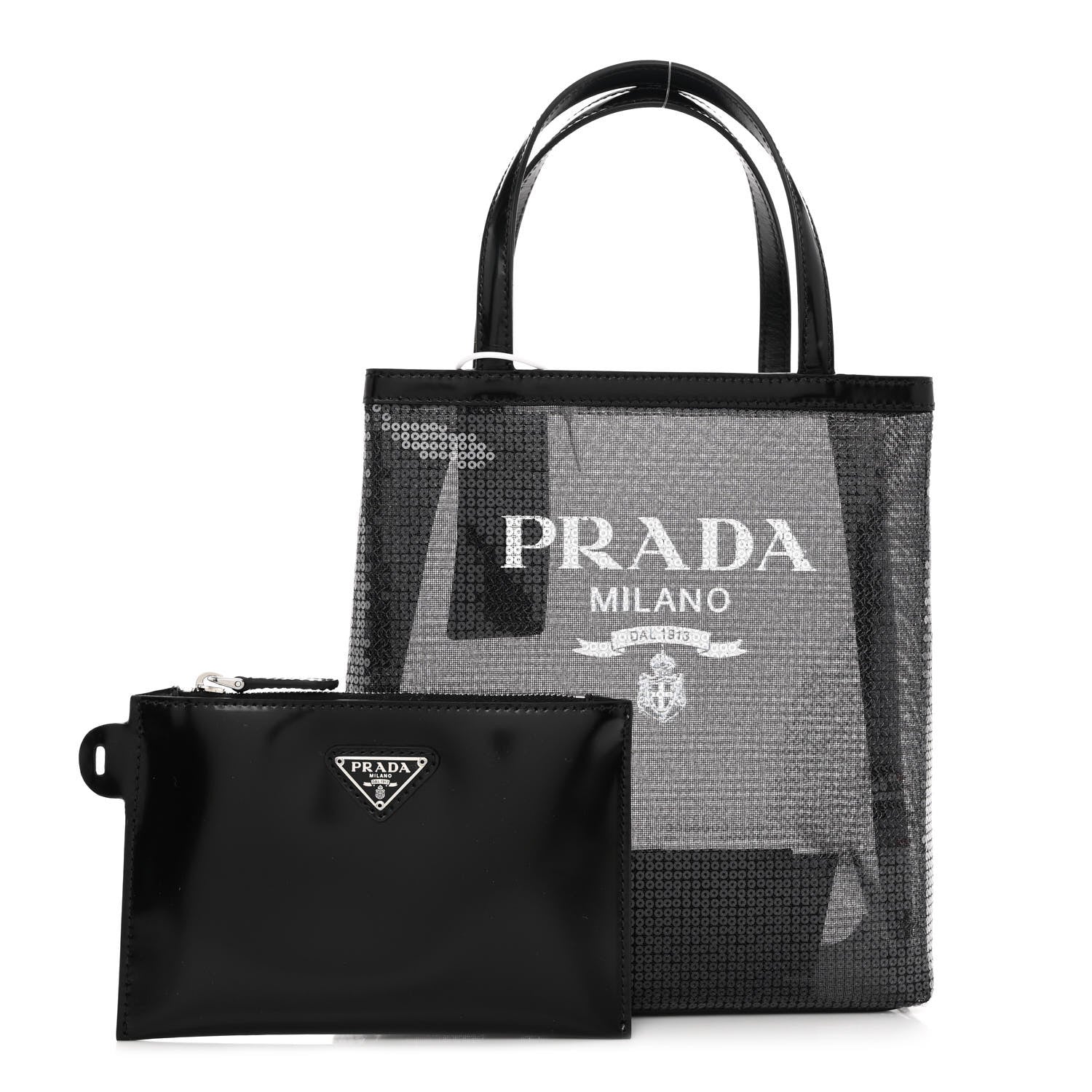 Prada Sequin Mesh Small Tote Bag Black 1 of 12