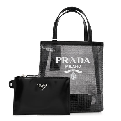 Prada Sequin Mesh Small Tote Bag Black 1 of 12