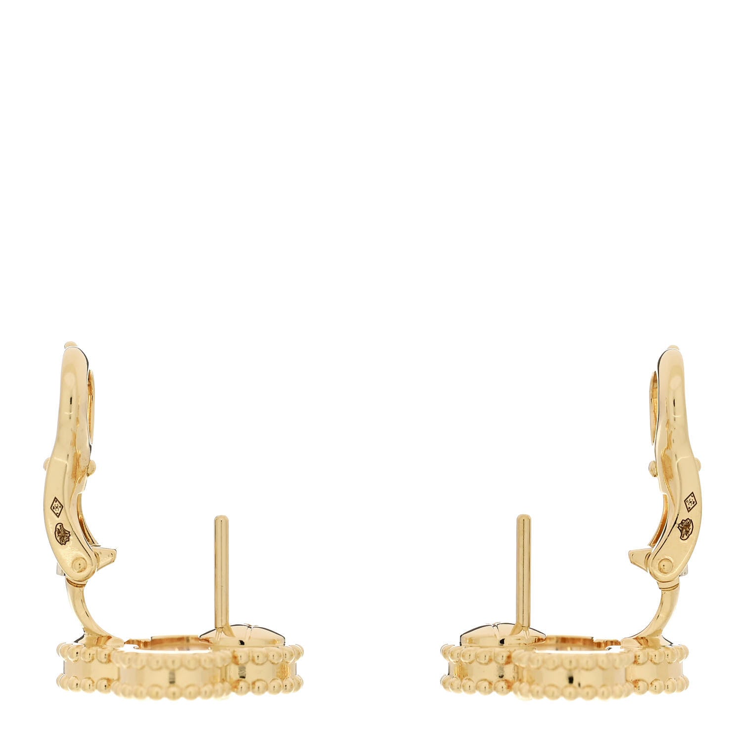 Van Cleef & Arpels 18K Yellow Gold Mother of Pearl Vintage Alhambra Earrings 3 of 5