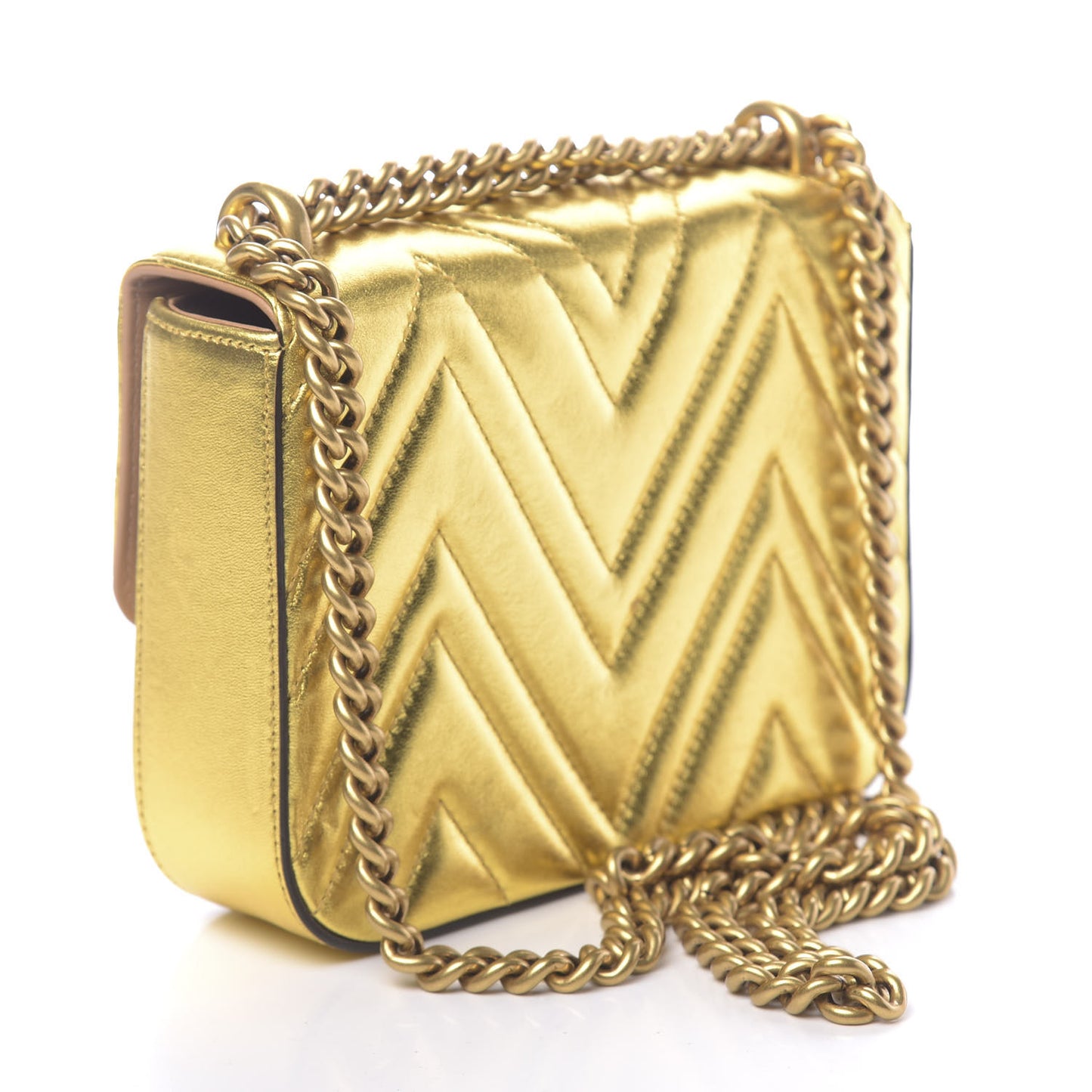 Metallic Nappa Matelasse Broadway Shoulder Bag Gold