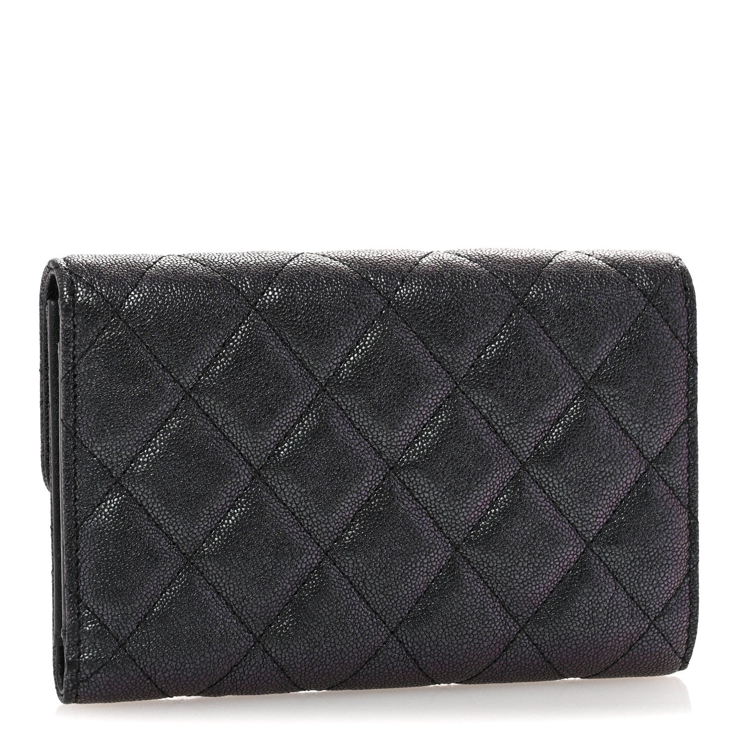 Chanel Iridescent Caviar Quilted Medium Flap Wallet Black 3 of 9