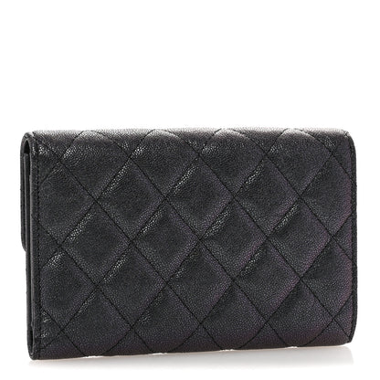 Chanel Iridescent Caviar Quilted Medium Flap Wallet Black 3 of 9