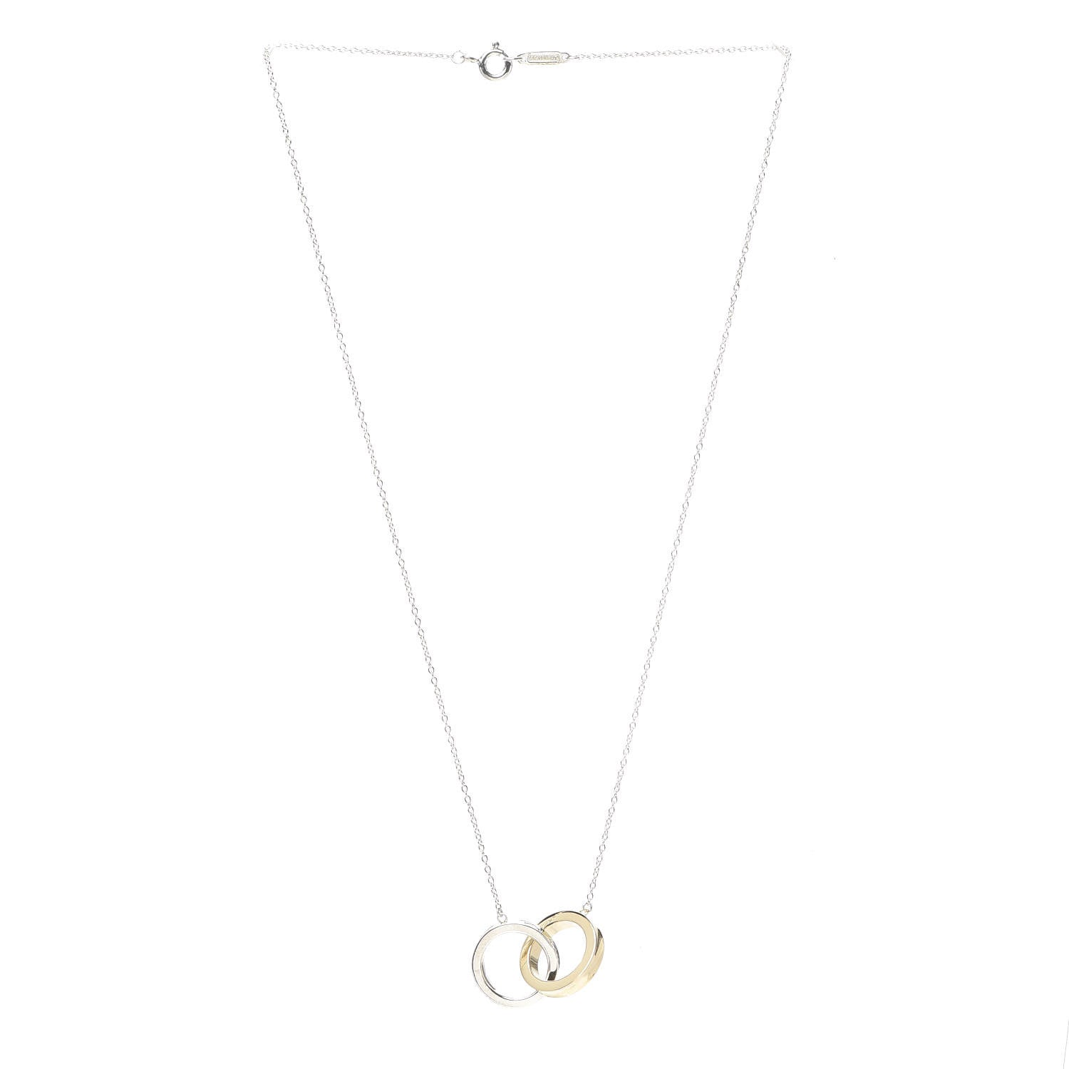 Tiffany Sterling Silver 18K Yellow Gold 1837 Interlocking Circles Pendant Necklace 3 of 7