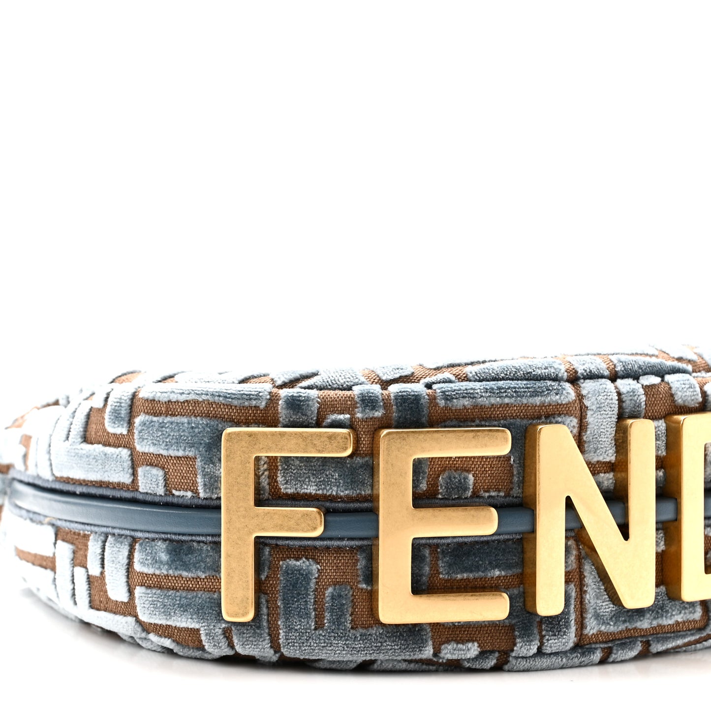 Velluto Jacquard F is Fendi Vitello Grace Mini Fendigraphy Hobo Bag Blue Brown