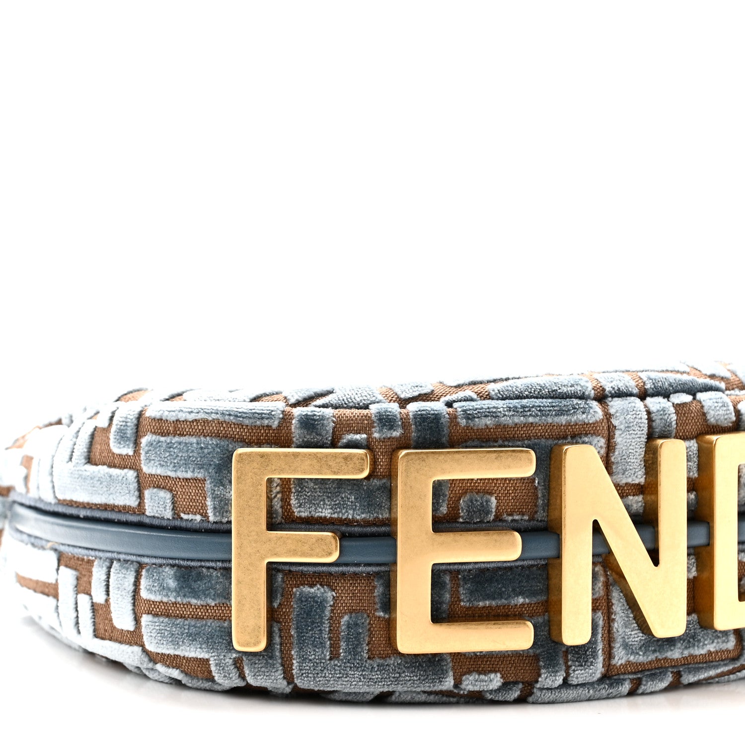 Fendi Velluto Jacquard F is Fendi Vitello Grace Mini Fendigraphy Hobo Bag Blue Brown 9 of 11