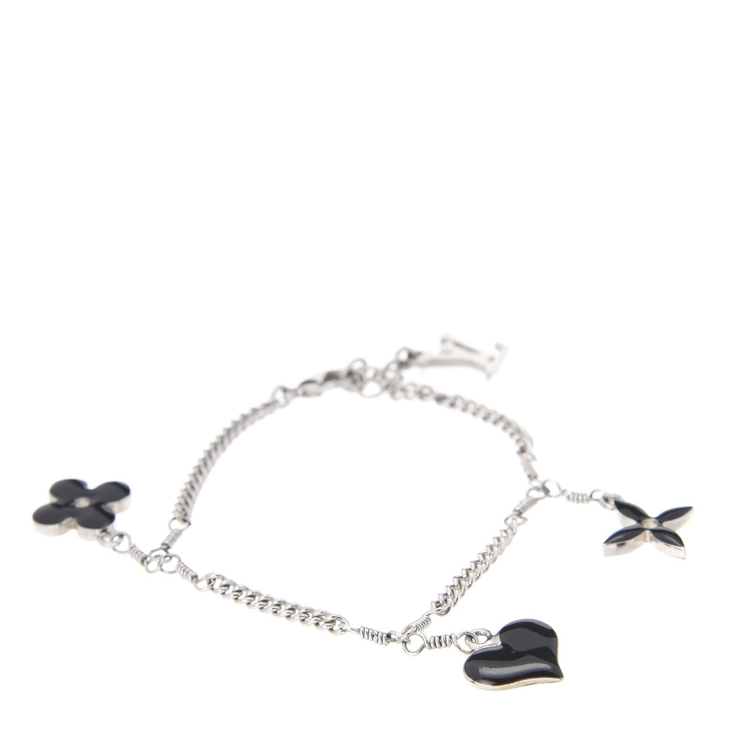 Sweet Monogram Charm Bracelet Silver Black