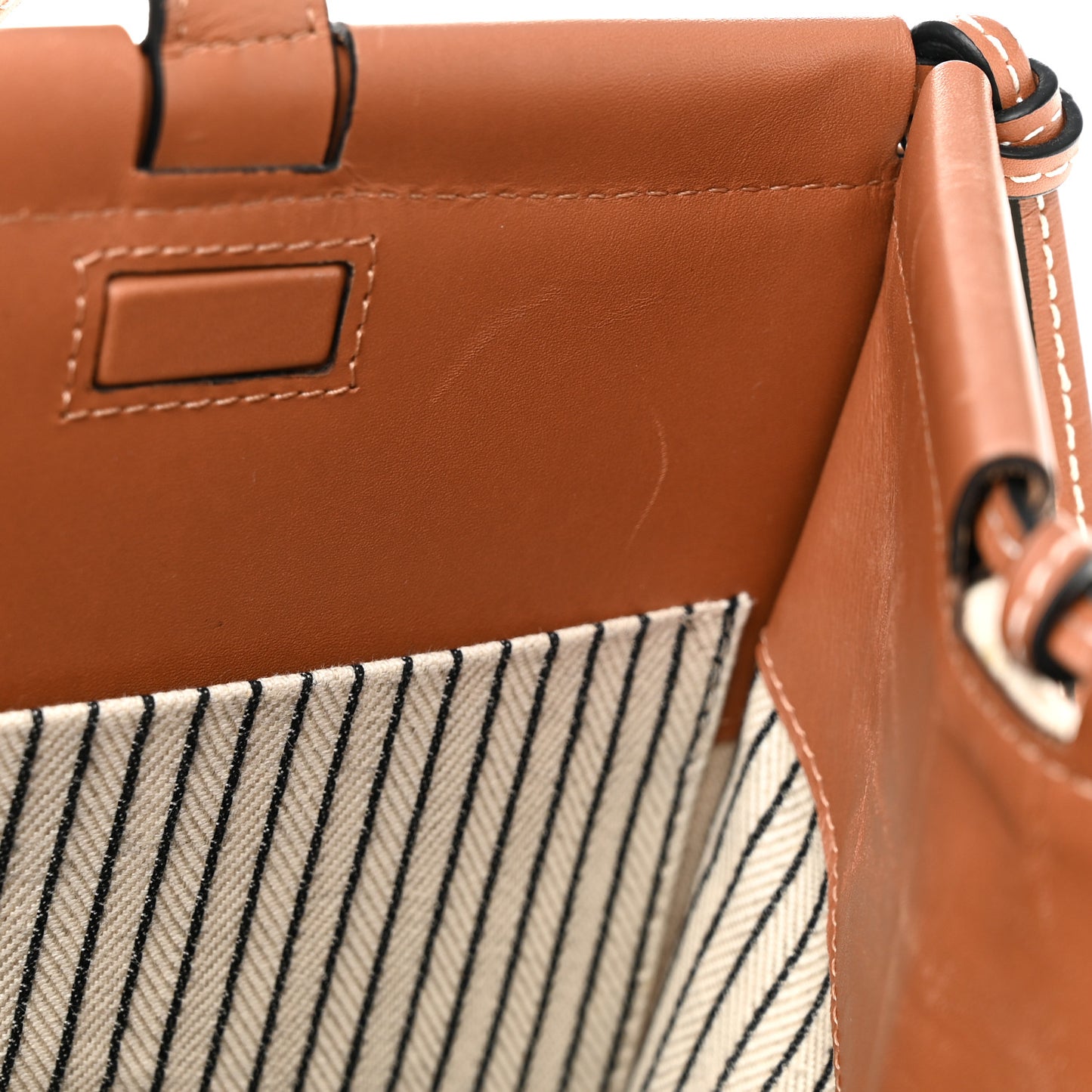 Canvas Calfskin Small Cushion Tote Beige