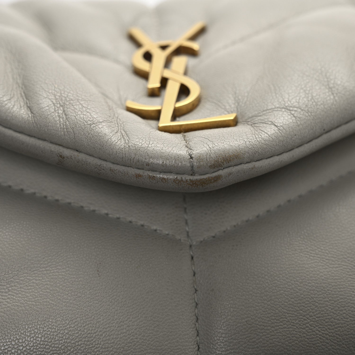 Saint Laurent Lambskin Quilted Toy Loulou Puffer Monogram Chain Satchel Crema Soft 12 of 17