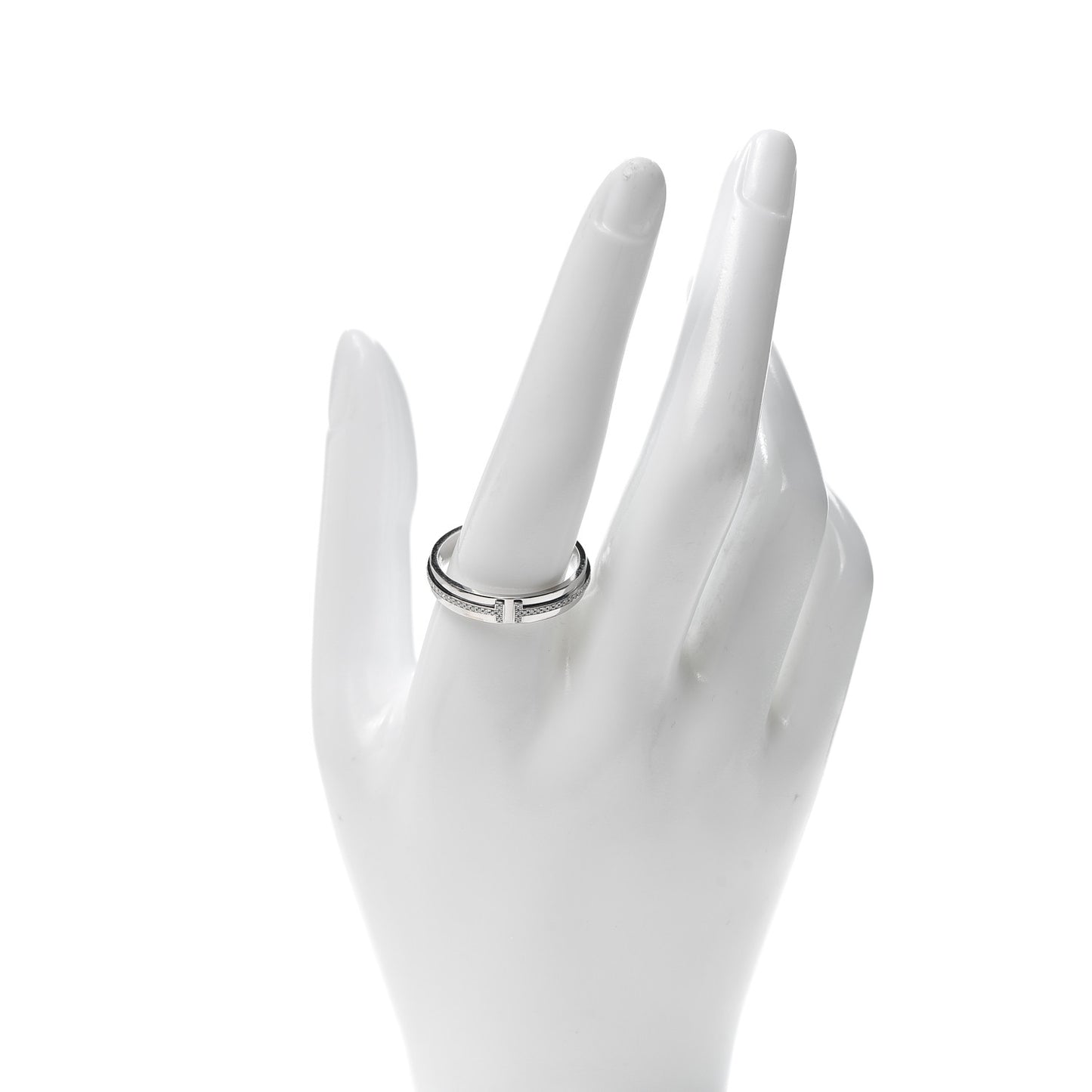 18K White Gold Diamond Narrow T Two Ring 65 11