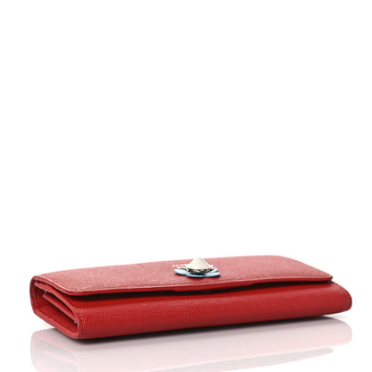 Fendi Vitello Elite Flowerland Continental Wallet On Chain Red 4 of 8