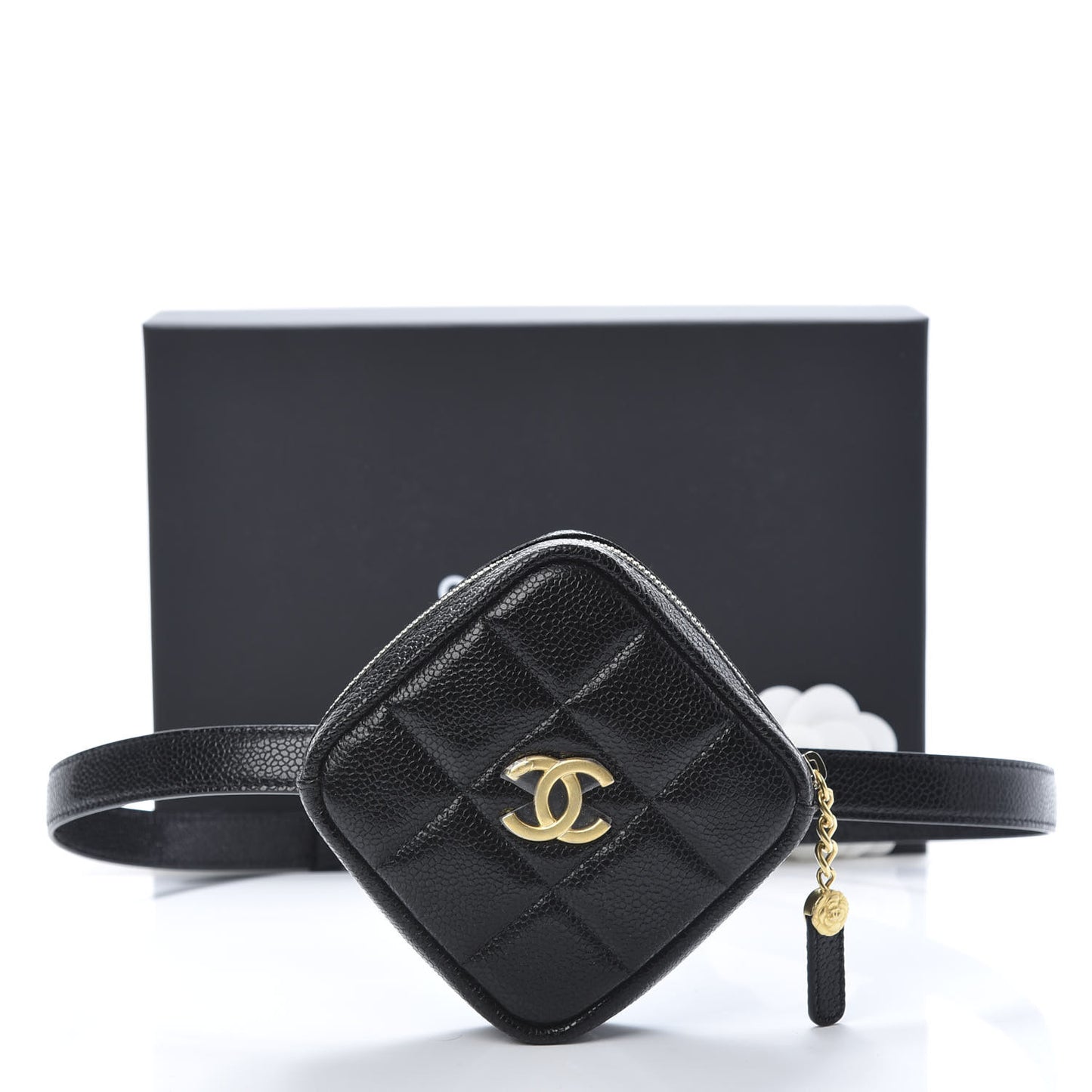 Caviar Quilted Coin Purse Belt Bag Black