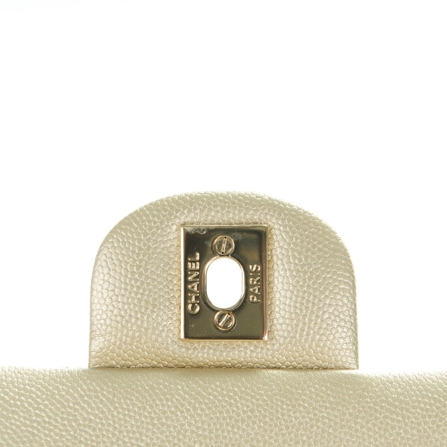 Metallic Caviar Quilted Medium Double Flap Light Gold