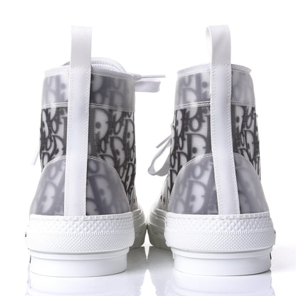 Christian Dior Technical Canvas Oblique Mens B23 High Top Sneakers 44 White Black 6 of 11